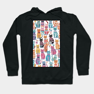 Vibrant Feline Mosaic: A Kaleidoscope of Colorful Patterns Hoodie